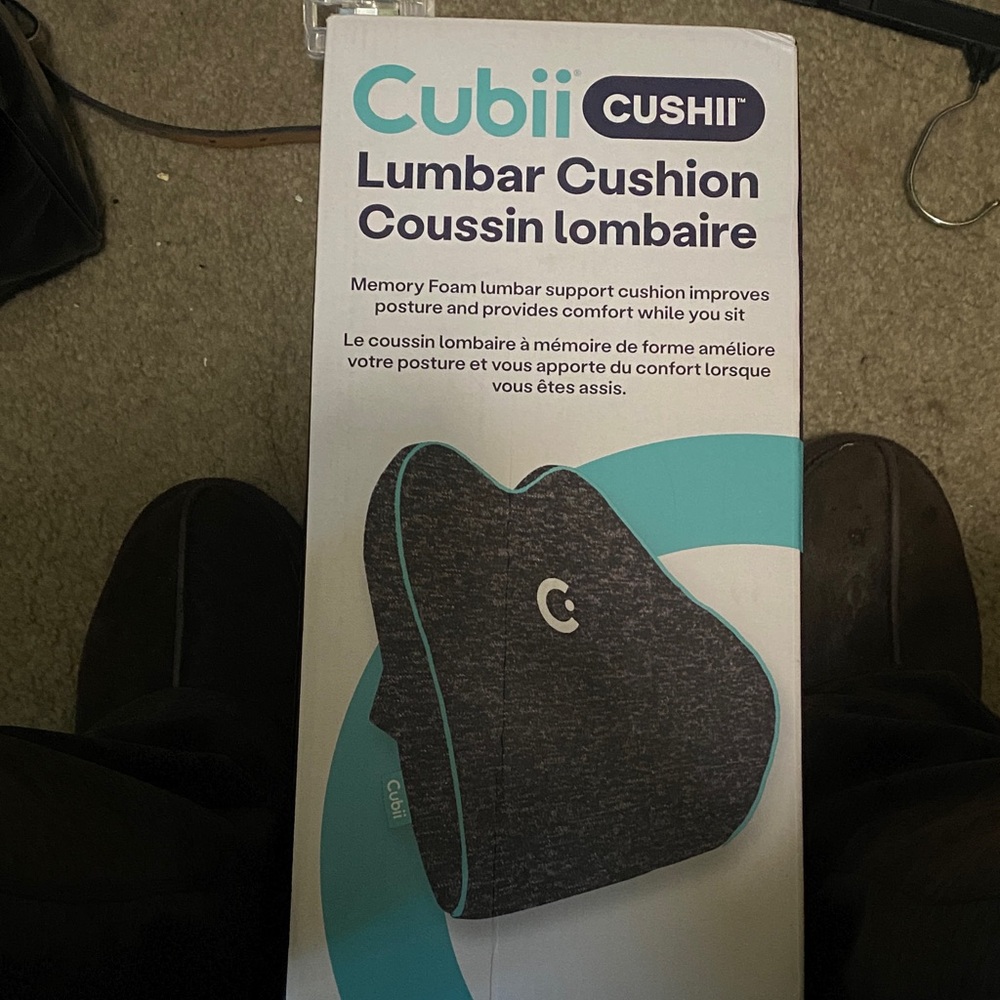 Cubii Cushii Lumbar Support Cushion in Charcoal with Teal Trim